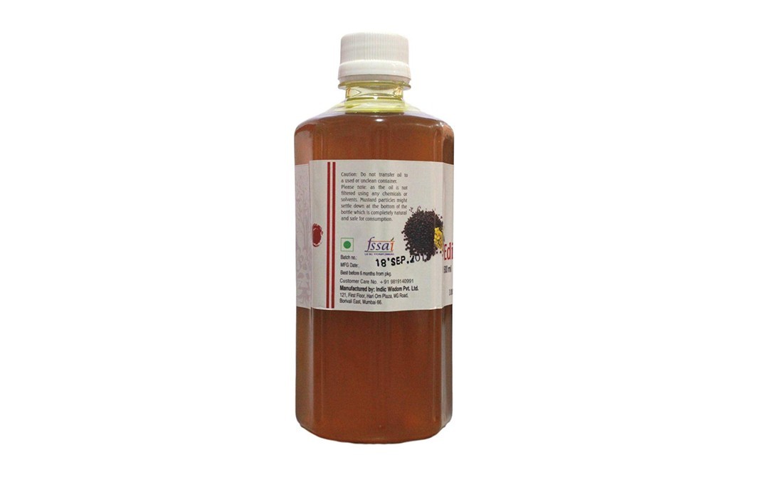 Indic Wisdom Edible Mustard Oil, Cold Pressed   Plastic Bottle  500 millilitre